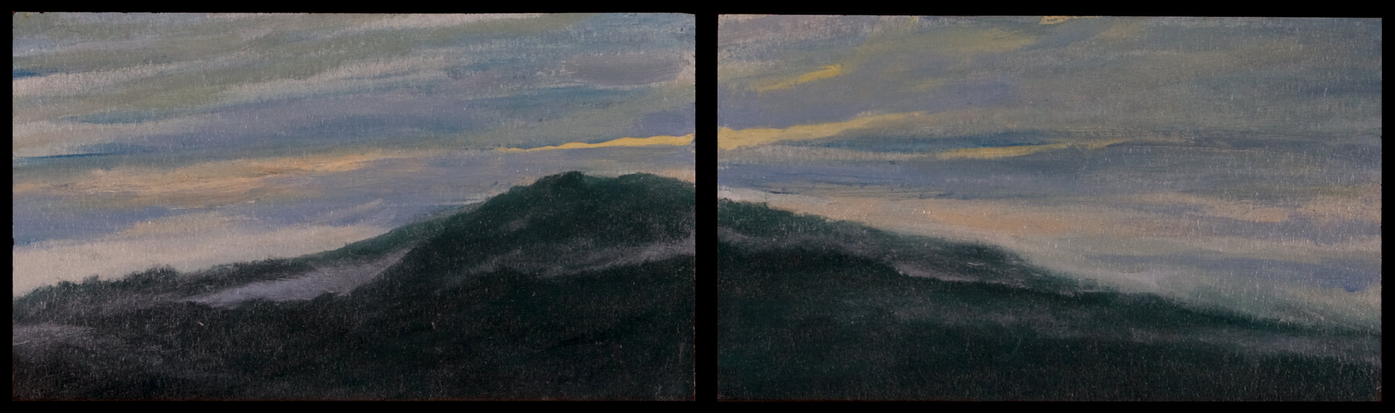 A dark cloudscape broken up into panels, separated by a black border. 